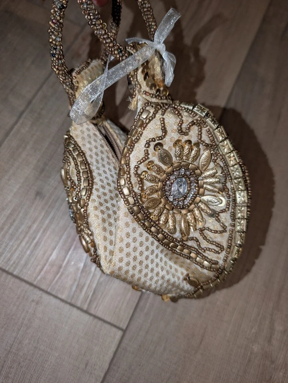 Embellished Gold Beaded Women’s Evening Bag